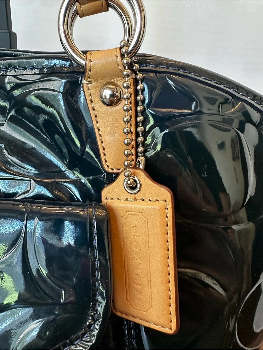 COACH Leah Rich Navy Patent Leather Tote w/ Hang Tag